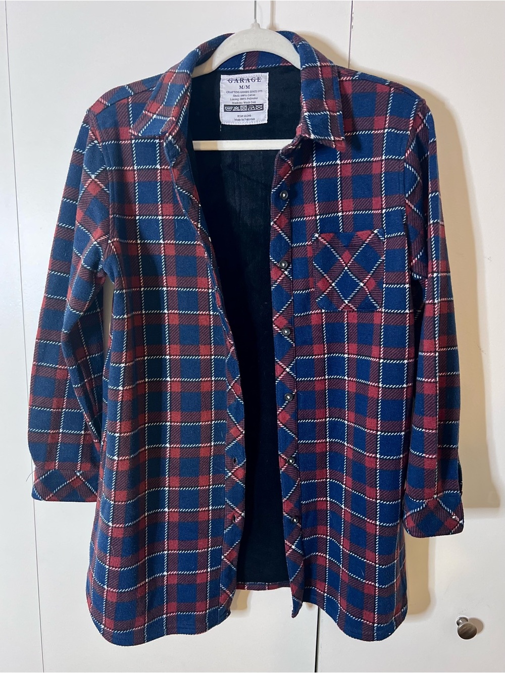 Garage Flannel Red and Blue Plush Lined Shirt Size M
